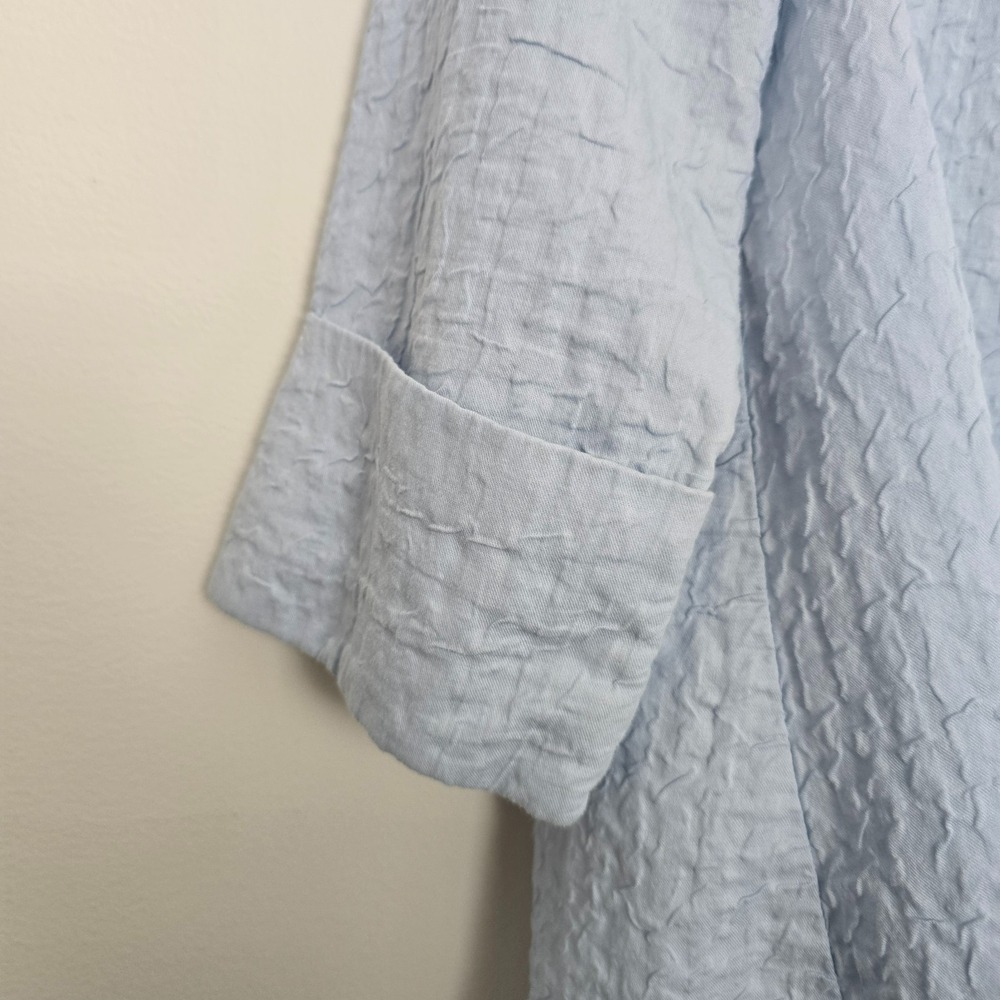 IC Collection Women Textured Asymmetrical One-Button Jacket Sz M Blue Minimalist - Picture 6 of 12